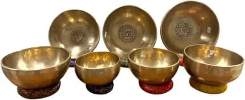 Juego de 7 cuencos tibetanos tibetanos de 7 chakras, cuencos tibetanos, cuencos curativos para notas de la A a la G, cuenco de mediación (5-10 pulgadas)