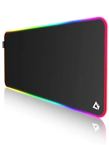 Alfombrilla de Ratón RGB, XXL 900x400x4mm Grande Mouse Pad con 11 Modos de Iluminación 7 Colores LED, Base de Goma Antideslizante, Superficie Tela Fina, Adecuada para Jugadores, PC y portátil