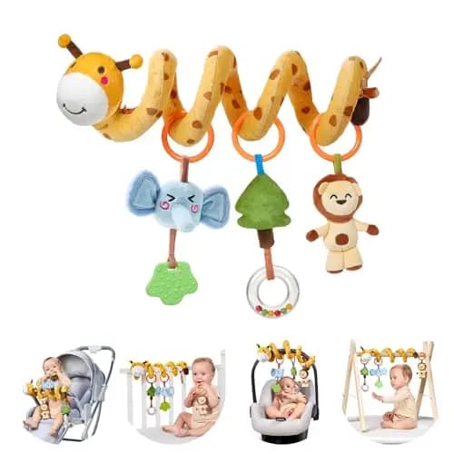 Jirafa Espiral Cochecito Bebé Asiento de Coche Juguetes Cuna Cochecito Colgante Juguetes Recién Nacido Peluche Sonajero Sensorial Juguete Regalo para Niños Niñas 0-3-6-9-12 Meses