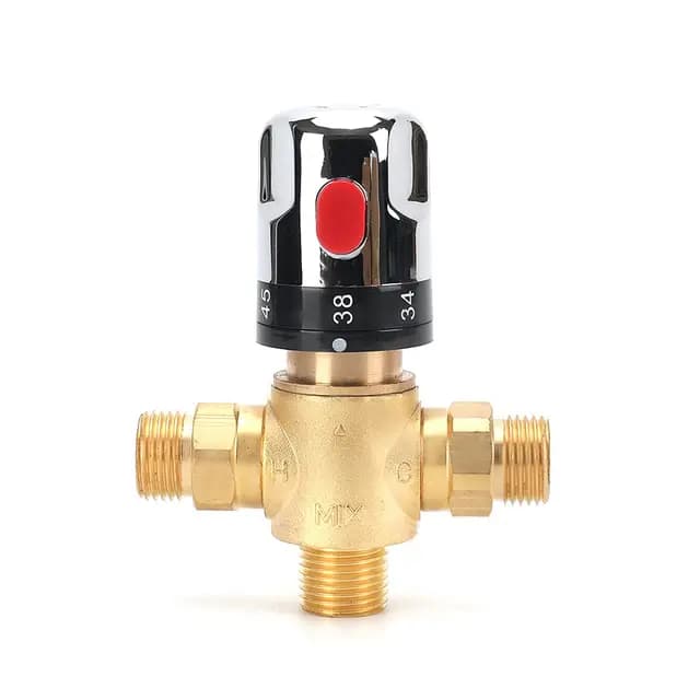 Tremax Válvula de mezcla termostática, válvula de ducha de control de temperatura del agua con conector de 1/2 pulgadas,latón macizo