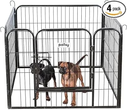 Parque para Perro, Cachorro y Conejo GARDEO80x60x4, 4 Paneles 80x60 cm, 0,64 m², Modular, Interior y Exterior, Plegable, garantía 5 años.
