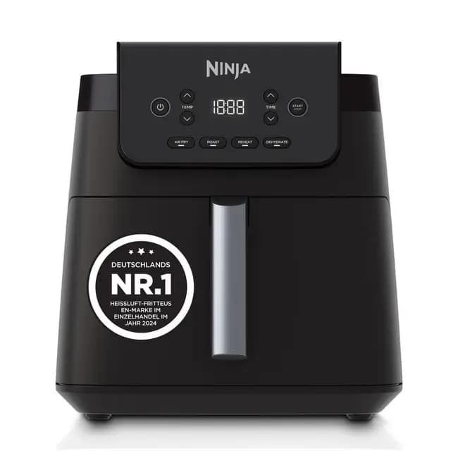 Ninja Freidora de aire,6,2 l, Sin aceite, Cajón familiar, Asa, Fríe con aire, Deshidrata, Calienta, Digital, Cocina sin descongelar, Antiadherente, Lava cesta/rejilla en lavavajillas, Negro, AF170EU