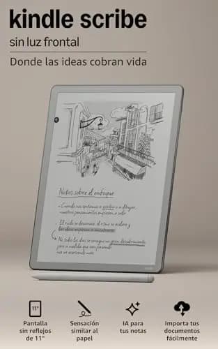 Amazon Kindle Scribe sin luz frontal (última generación): más fino, ligero y rápido, con pantalla similar al papel de 11"; escribe en cuadernos, documentos y libros (16 GB)