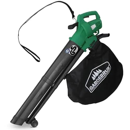 GARDEBRUK® Soplador de Hojas, Aspirador, Soplado 270km/h, Capacidad 13,2m³/min, Función Trituradora, 3en1 Bolsa, 45L, Herramienta Jardinería, 3000W, Sopladores Exteriores Potentes, Ligero