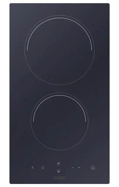 Candy Smart CDH 30, Placa Vitrocerámica, 2 Zonas, 30CM, 9 Niveles de Potencia, 2,9KW, Mandos Centrales, Temporizador, Bloqueo de Seguridad, Alerta Sobrecalentamiento y Derrames, Negro
