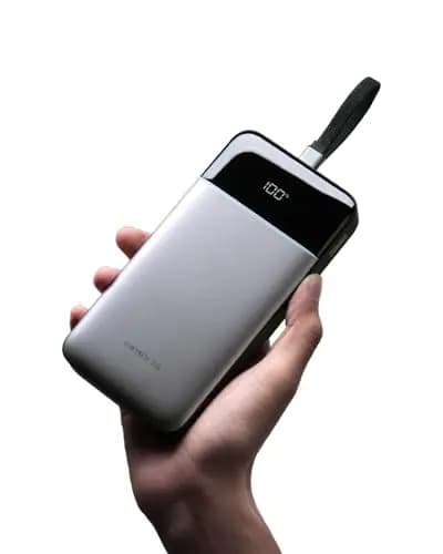CUKTECH Power Bank 100W 25000mAh,Cargador Portátil con Cable USB-C Integrado y Carga Rápida, Batería Externa para MacBook Pro/Air, iPhone 17/16/15, Samsung, Pixel – Aprobado para Avión