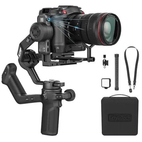 [Oficial] FeiyuTech SCORP 3 Kit Gimbal – 3,5 kg de Carga, Seguimiento AI, batería 14 h, Mango Remoto, botón de Captura Bluetooth, estabilizador Profesional con Estuche – para cámaras Sony/Canon/Nikon