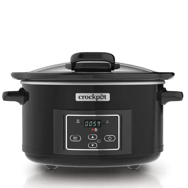 Crockpot Lift and Serve Olla de Cocción Lenta Digital | 4,7 L (Hasta 5 Personas) | Con Tapa Abatible y Temporizador de Cuenta Atrás Programable | Eficiencia Energética | Negra [CSC052]
