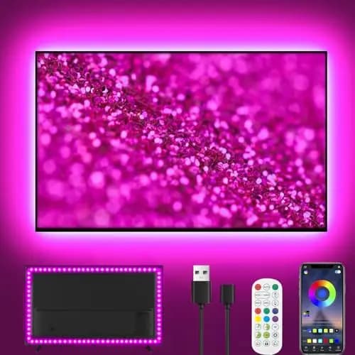 Tira LED 5M para TV de 50"- 75", Tira LED TV Bluetooth – 16 Millones de Colores | Sincronización con Música y Juegos | Mando a Distancia 2.4G Sin Retraso | Luces Led Fácil Instalación (Adhesivo 3M)