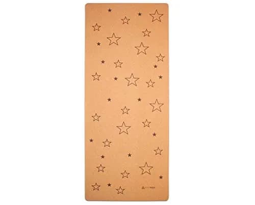 Esterilla de yoga para niños de corcho y caucho con estrellas, tamaño 122 x 61 cm, libre de sustancias nocivas, antideslizante, vegana y sostenible, esterilla ecológica de yoga, incluye bolsa de yoga