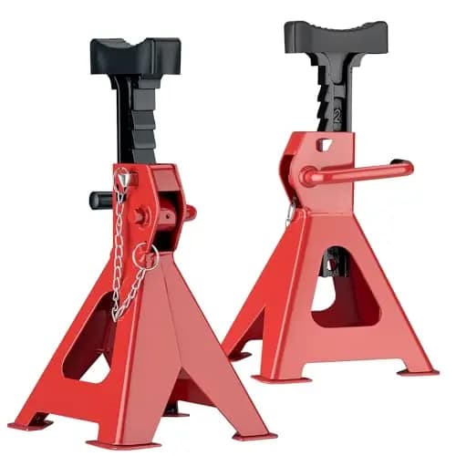 WilTec Set de 2 caballetes para Coches Altura Ajustable 28,7-43 cm hasta 3 toneladas Soportes de Gato Eje de Coche con Doble Bloqueo de Seguridad, Base Amplia Cubierta de Goma Antideslizante