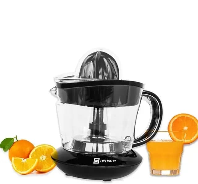 BEHOME Exprimidor de Naranjas Eléctrico, Capacidad 700 ml negro de plástico, Movimiento bidireccional, 2 Conos para Rápida Extracción de Zumo, Exprimidor Pequeño, Filtro en Acero Inoxidable
