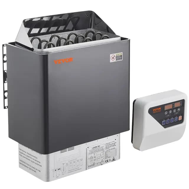 VEVOR Calentador de Sauna Eléctrico Portátil Zinc Aluminizado 6kW 400V 3N con Temporizador de 3 Horas Controlador Digital para Sauna de 5-9 m³ Ducha de Spa de Hotel, Piedras No Incluidas, Negro
