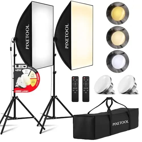 Set Softbox per Studio Fotografico - 2 Softbox 70x50 cm, 2 Luci a LED 4800 Lumen 3000-6000K - Luce Fotografica - Kit di Illuminazione – Lampada Fotografica