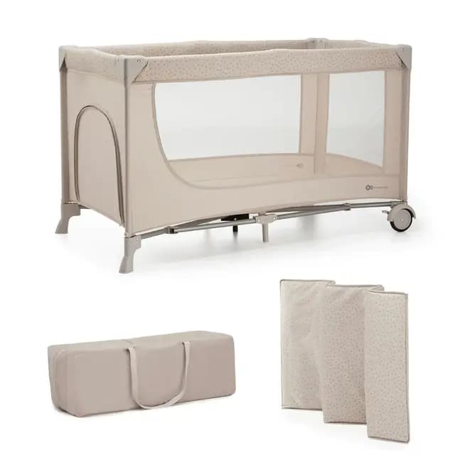 Kinderkraft Joy 2 Cuna de Viaje 3 en 1 para Bebé de hasta 25 kg, Plegado rápido y fácil, Entrada Lateral, Bolsa de Viaje, Beige