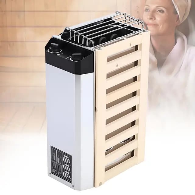 Estufa de sauna eléctrica de 3,6 kW, 220 V, control de temperatura interna, madera compuesta de acero inoxidable, control de temperatura interno, alta eficiencia, para casa, hotel, oficina, spa