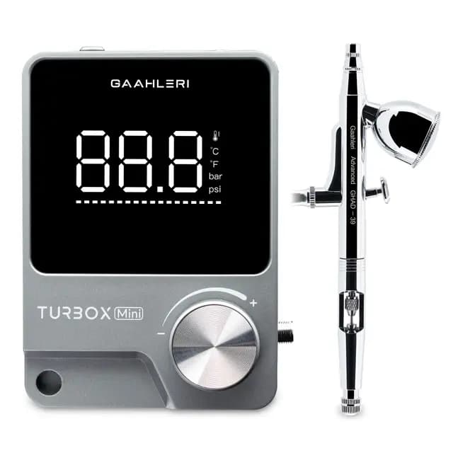 Gaahleri Aerógrafo , Turbox mini con GHAD-39, aerógrafo de doble acción y compresor de aire con control de aire de 18 niveles, ultra silencioso y conmutación de doble modo, multiescenario