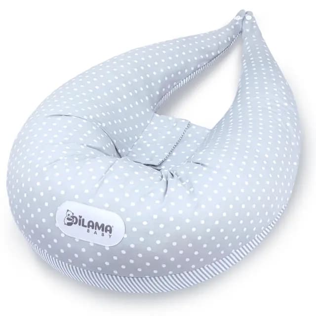 Dilamababy Almohada Embarazada Dormir en Copos de Memory Foam y Fiber Balls - Cojin Lactancia Bebe Funda Algodón - Multifuncional, Puede Ser Tanto un Cojin Embarazada como una Almohada Lactancia