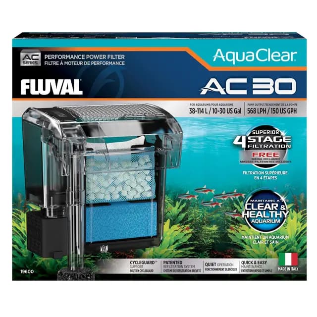 Filtro de Mochila para Acuario Fluval AquaClear AC30, 569 lph