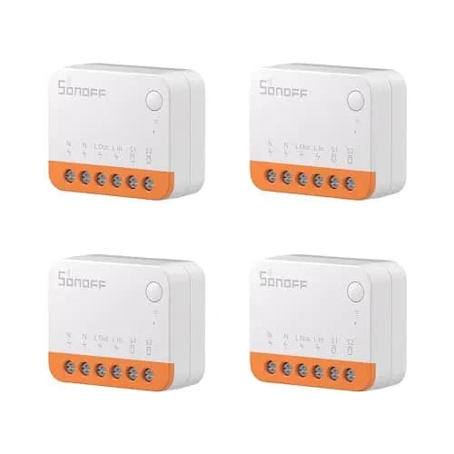 Interruptor WiFi Inteligente de 2 Vías,SONOFF MINIR4 4PCS mini Interruptor Inteligente Wifi,Control APP, control por voz，Funciona con Alexa, Google Home Assistant.Certificación TUV （10A 2400W）.