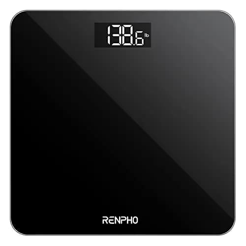 RENPHO Bascula de Baño Digital, Basculas Peso Corporal de Alta Precisión con Pantalla Iluminada, Graduación de 0,1 lb (50 g) Precisión, Tecnología Step-On, 180kg/400lb, Negro, Core 1S
