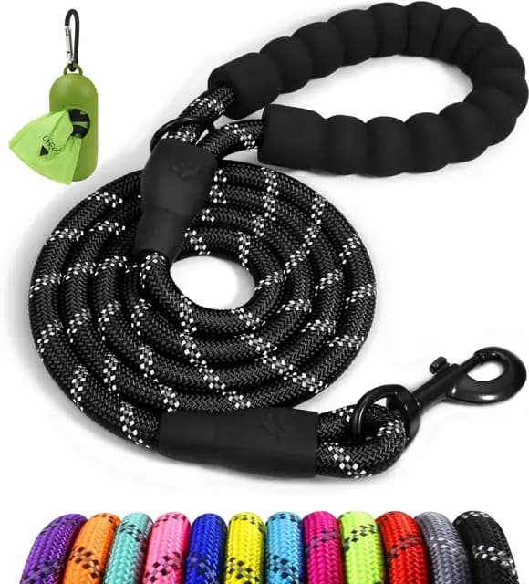 Taglory Correa de Perro, 1,5 m Correa de Fuerte de Perro para Perros Medianos y Grandes con Mango Acolchado Suave y Hilos Reflectantes, Negro