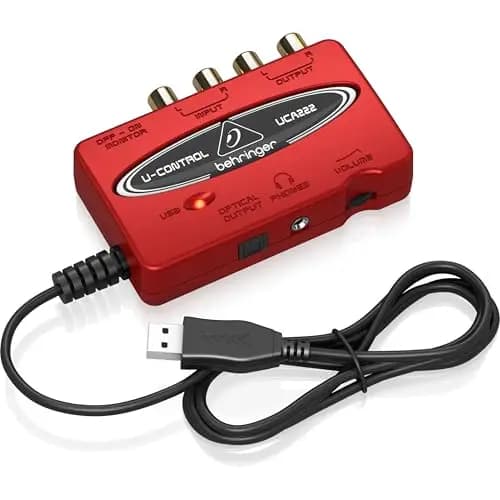 Behringer UCA222 USB Audio Interface, 2x2 RCA to USB Converter for Analog-to-Digital Audio Recording on PC and Mac – Imagen 1