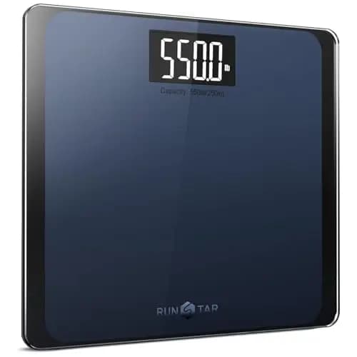 RunStar Báscula de Baño Digital con Números Gigantes y Plataforma Ancha, Capacidad 250kg/550 lb para Pies Grandes, Precisión de Peso Corporal Garantizada