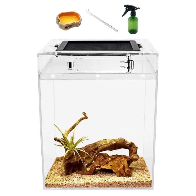 Reptile Growth Juego de terrarios altos (PC), 20 x 20 x 28 cm, para reptiles con rejilla superior de puerta corredera, ventilación para reptiles para serpientes, ranas, insectos, tarántulas, cangrejos