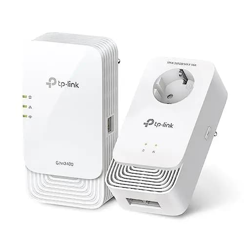 TP-Link -PGW2440 Kit G.hn2400 Powerline PLC AX1800 Wi-Fi 6 Kit,Compatible con EasyMesh, 3 Puertos Gigabit Ethernet