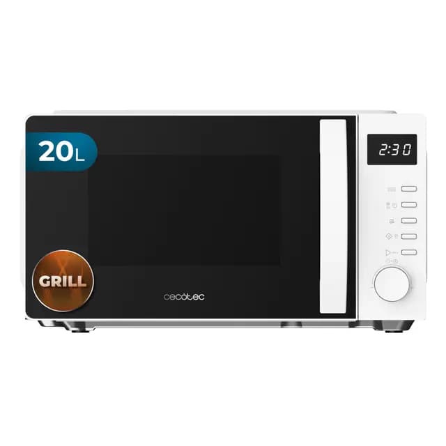 Cecotec Microondas con Grill Proclean 5105 White. 700W, 20L, Tecnología 3DWave, Grill, 5 Niveles Potencia, Temporizador 30 Min, Descongelación, Pantalla con Reloj, Gratinados Perfectos