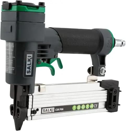 SALKI CSK P06 Clavadora Neumática - Pistola de Clavos Neumática, Grapadora para Trabajos de Carpintería, Compatible con Clavos PIN 0,6 de 12 a 35mm de Longitud