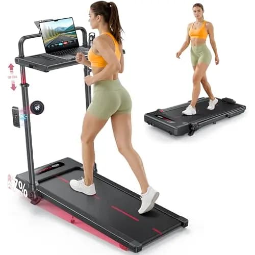 Hometro Cinta de Correr Eléctrica, Motor Silencioso 3.0 CV, Cinta de Andar Plegable con Inclinación 7%, Velocidad hasta 12 KM/H, Pantalla Dual, Soporta hasta 120kg, para Hogar/Oficina