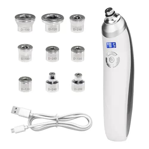 Succionador de Puntos Negros, Máquina de Microdermoabrasión de Diamante de Mano con 9 Diamante Recargable USB Sin Cable, para Peeling Facial y Limpieza Profunda