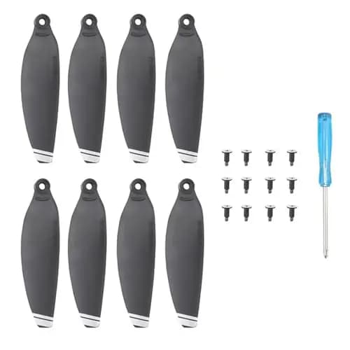 Juego De Hélices De Vuelo Silencioso, Mini Hélices, 12 Tornillos + 1 Destornillador + 8 Cuchillas, Repuestos De Hoja De Hélice, Hélices Accesorios Para Reemplazo De Drones (Negro Con Borde Plateado)