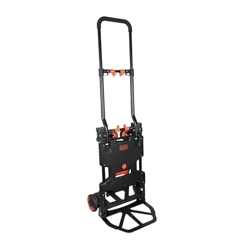 Black+Decker 2-en-1 Carro y Caretilla Plegable - Carretilla de Carga MAX. 55KG - Caretilla de Mano MAX. 120KG - Carro Plataforma con Ruedas Robustas - Plástico/Acero