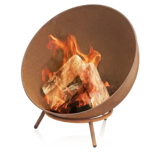 BBQ-Toro Brasero de Acero de Ø 60 cm | Acabado Oxidado | Cuenco de Fuego Inclinable con 3 Patas | 3 en 1 Cuenco de Fuego para Jardín, Camping y Terraza | Hoguera, Cuenco de Barbacoa, Chimenea Exterior