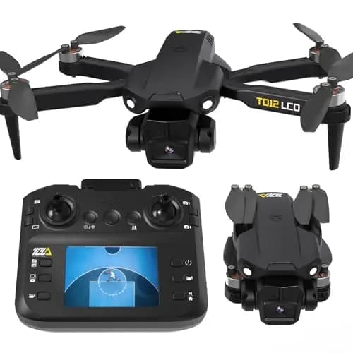 Toladrone Dron con Cámara, Drones para Adultos Principiantes, Control Remoto con Pantalla LCD, Transmisión en Tiempo Real, Modo sin Cabeza, Motor sin Escobillas, Cuadricóptero Plegable, Drone TD12LCD – Imagen 1