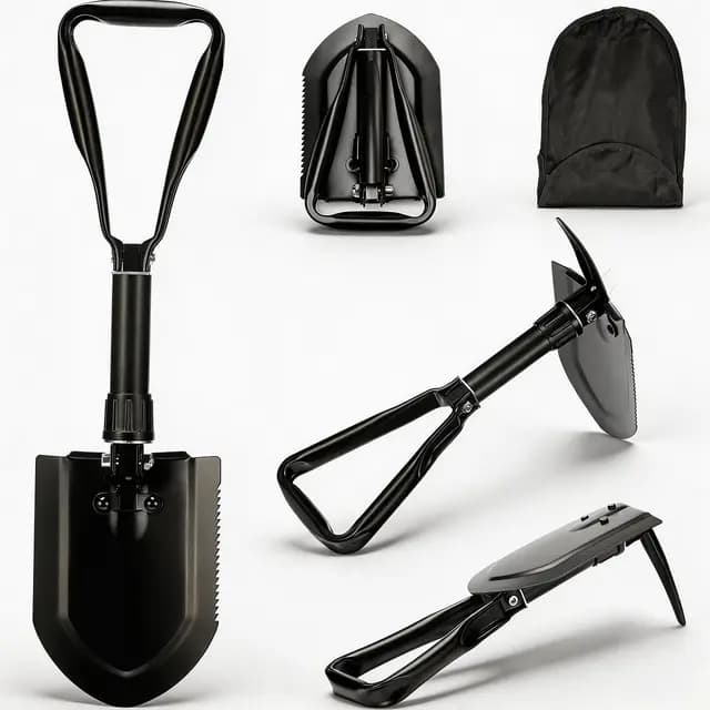 Pala Plegable Multifuncional 58 cm, Pala de Nieve Plegable, Pala Plegable Militar, Pala de Supervivencia Camping, Portátil Pala Plegable para Camping, Jardín, Supervivencia, Senderismo, Car