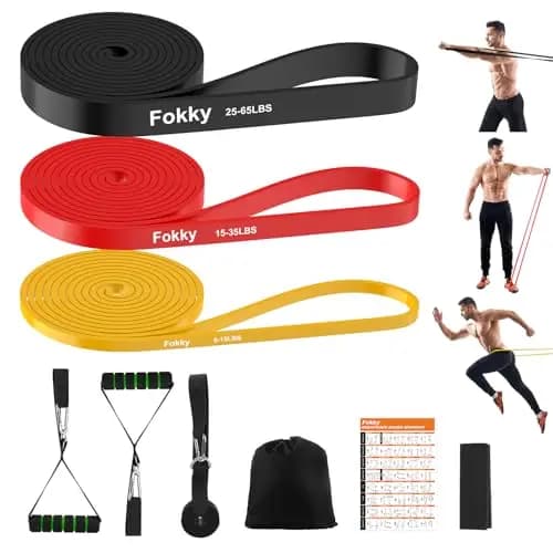 Fokky Gomas Elasticas Musculacion[Set of 3], Bandas Elasticas Musculacion, con Anclaje de Puerta Cintas Gomas Elasticas Musculacion, Bandas Elasticas, Adecuado para estiramientos Pilates, Yoga