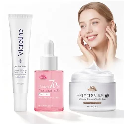 Crema Coreana Antiarrugas + Serum Niacinamida + Contorno de Ojos Antiarrugas,Serum Coreano,Crema Coreana Facial,Skincare Coreano,Hidratante,Reafirmante,Anti-Envejecimiento