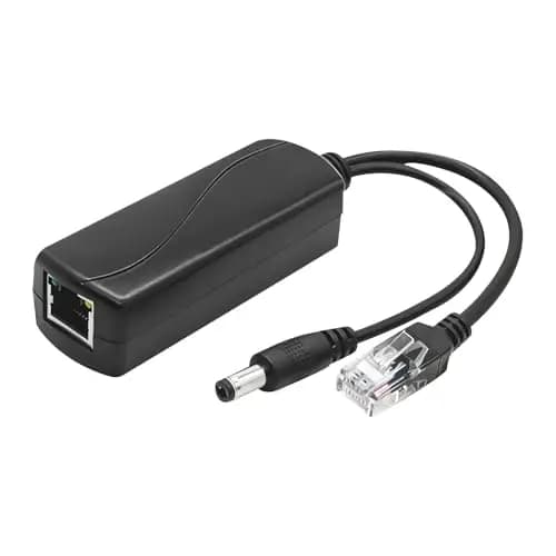 Divisor PoE Gigabit 48V a 12V DC 2A, Splitter PoE Activo IEEE 802.3af, Conector DC 5.5 x 2.1mm, Adaptador PoE para IP Cámara, Ap, Smart Home, 10/100 Mbps hasta 100 Metros