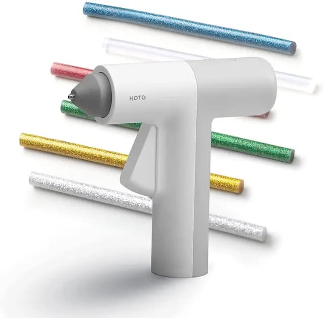 HOTO Pistola Silicona Caliente Inalámbrica, 10 Barras, Calentamiento 30S, USB Recargable, Apagado Inteligente, Perfecta para Pistola Silicona Manualidades y Proyectos con Pistola Pegamento Caliente