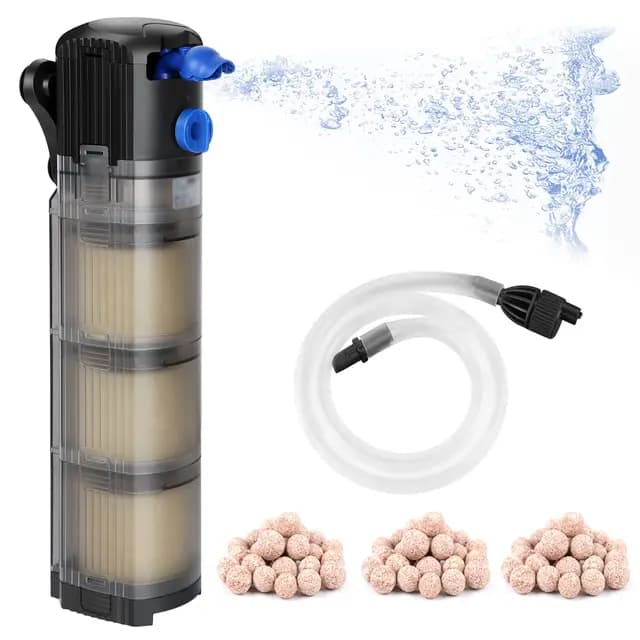 Forever Speed Filtro Interior Acuario Ajustable Filtro Acuario de 3 en 1 Filtro Pecera 1500L/H, Adecuado para Acuario 100-300L 25W – Imagen 1