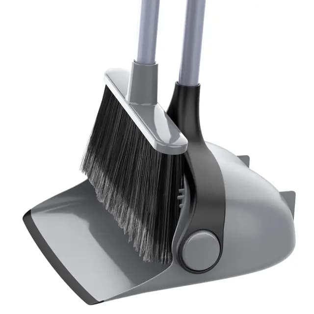 MR.SIGA Juego de Escoba y recogedor de Mango Largo, Combo de barredora Vertical y recogedor para Limpieza de Pisos, Gris