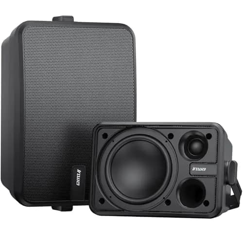 Inwa Altavoz Bluetooth para exteriores de 500 W, altavoz de pared activo/pasivo, IPX5, inalámbrico, estéreo, auxiliar, para interiores, exteriores cubiertos (par, MZ660, RMS 50 W)