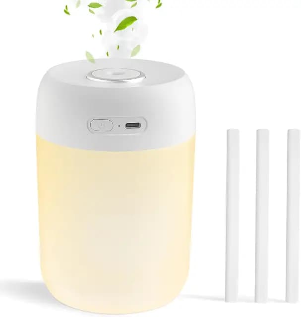 Kissleafe Humidificador de Aire Inalámbrico para Dormitorio interior con luz LED, función de apagado automático y dos modos de nebulización，para Bebe, Plantas, 8h, Duración 28 dB Silenciosa Blanco
