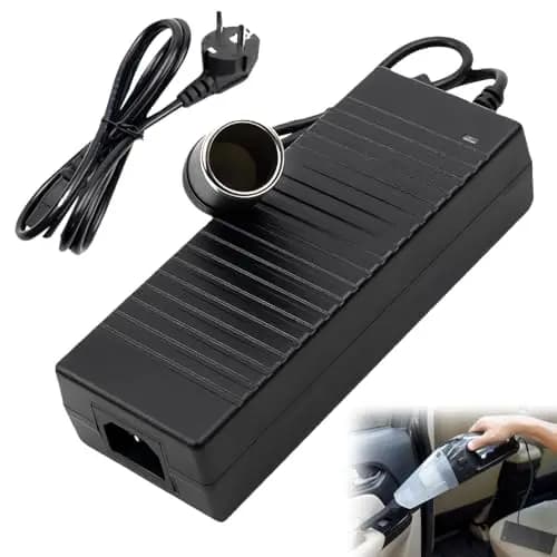 Adaptador de corriente para coche de 15 A, color negro: convertidor de tensión de 220 V a 12 V, adaptador para frigorífico, adaptador de corriente con enchufe, fuente de alimentación
