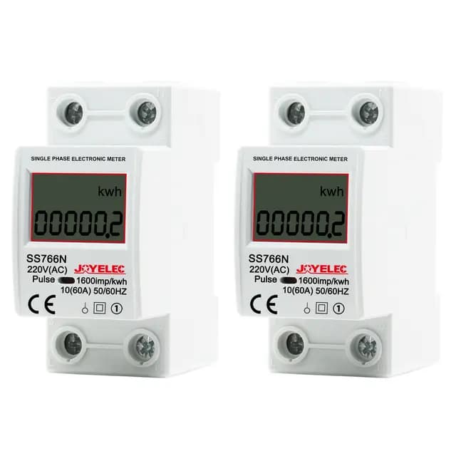 2 Piezas Contador de Energía Digital Monofásico, 230V 10 (60) A 50/60Hz, Medidor de Consumo Eléctrico Riel DIN con Pantalla LCD, Contador de Energía Inteligente para Medición de Eléctrica