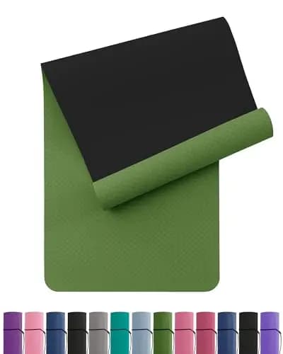 Oak & Tea Yoga Mat Thick Non Slip Yoga Mats for Women Men Exercise Mats for Home Gym with Carry Strap TPE Eco Friendly Workout Mat for Yoga Meditation Pilates 183x61x0.6cm